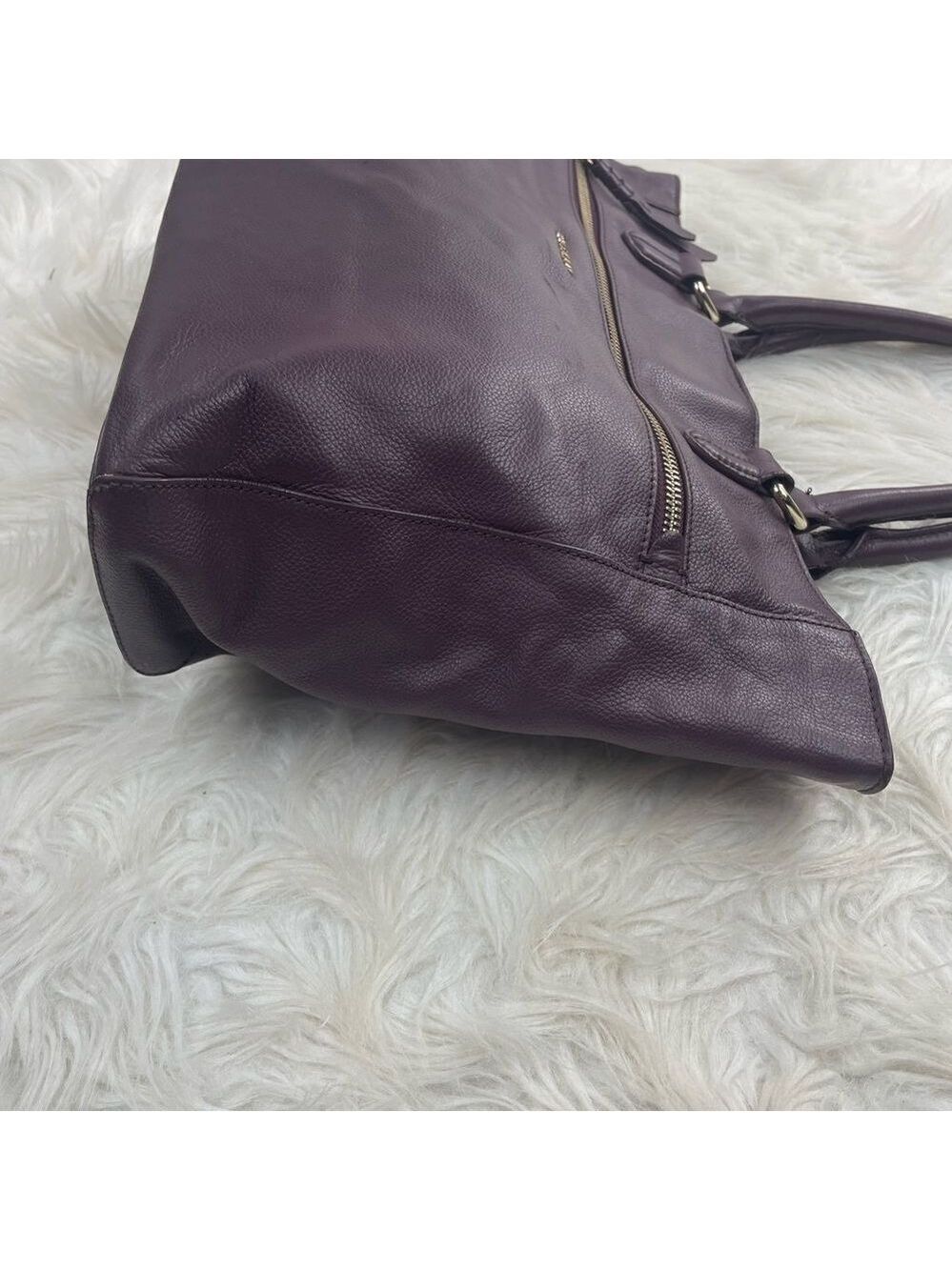 Cole Haan Purple Leather Dual Strap Handbag - Picture 6 of 16